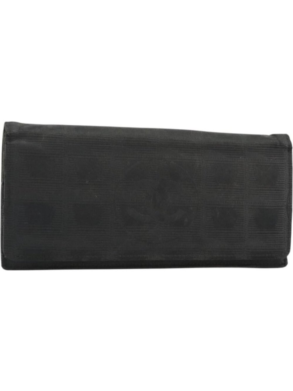 CHANEL New Travel Line Long Wallet Nylon Black Silver CC
